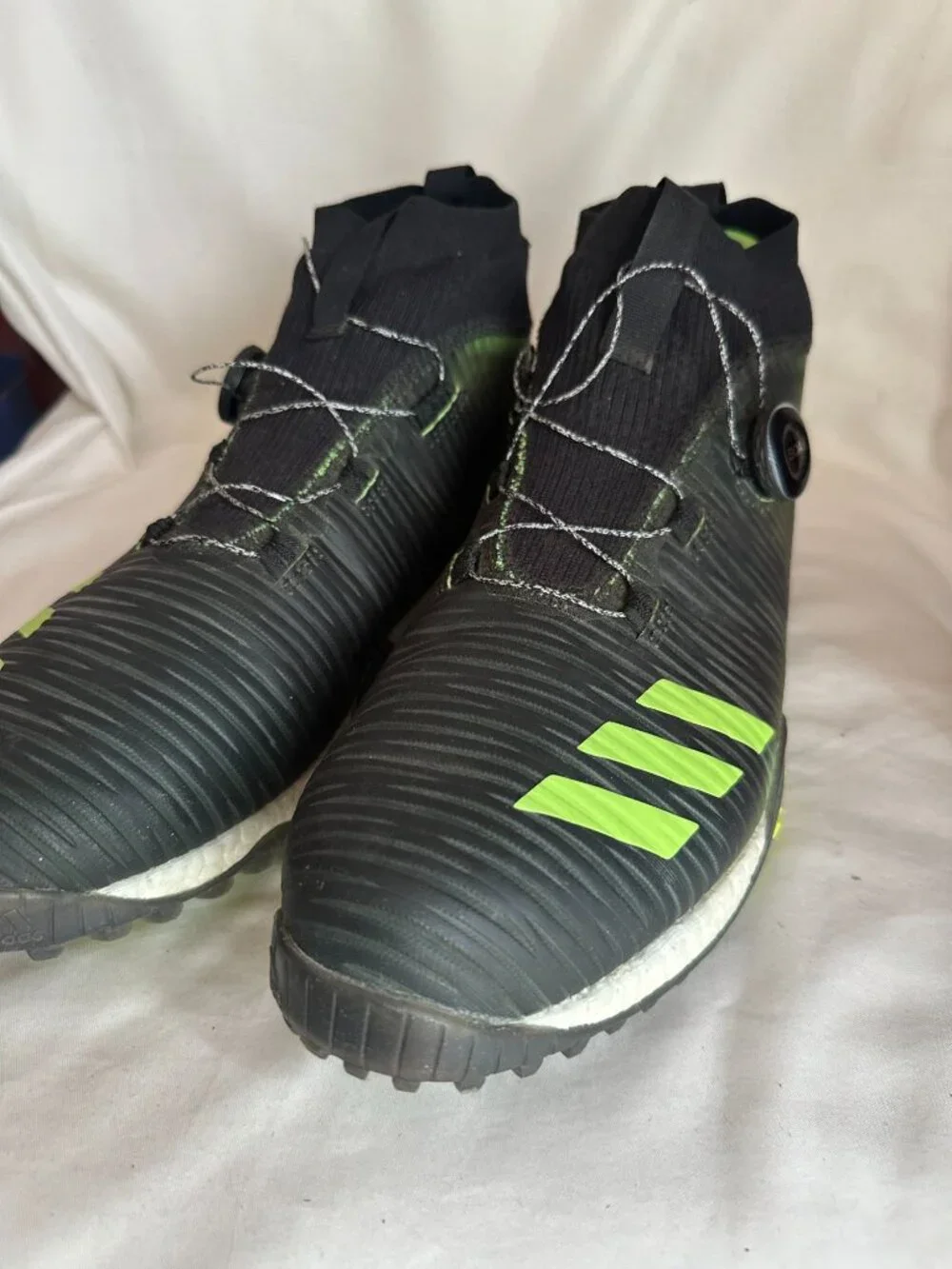 Adidas CodeChaos Spikeless Golf Shoes Mens Mid Black Green EE9105 Sz 11